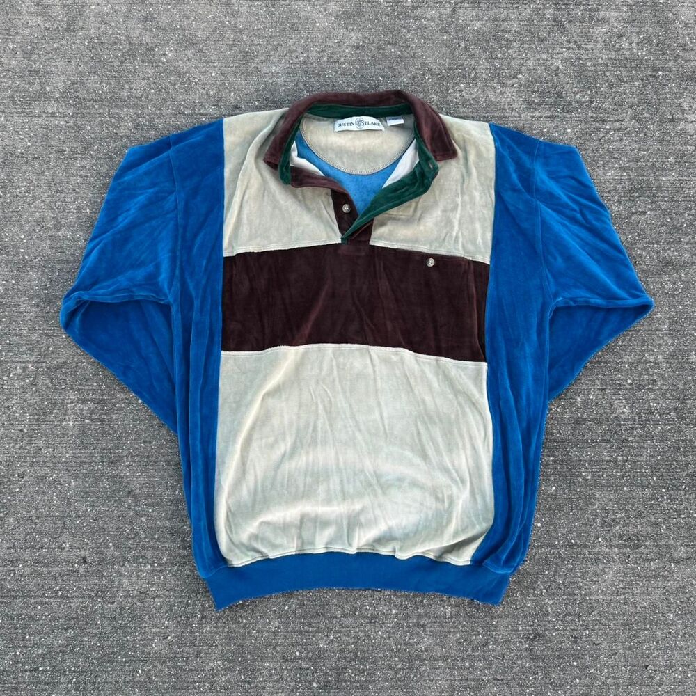 90s Vintage Justin Blake Colorblock Fleece Pullover